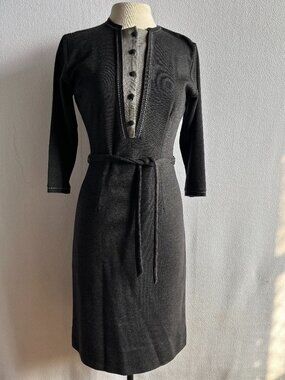 1950s 1960s Gray Wool Sheath Dress Made in Italy